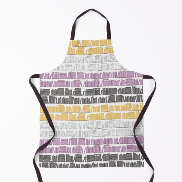 Item preview, Subtle Non Binary Pride Flag Yellow White Purple Black Bookshelves Pattern White Background designed and sold by winterpumpkin.