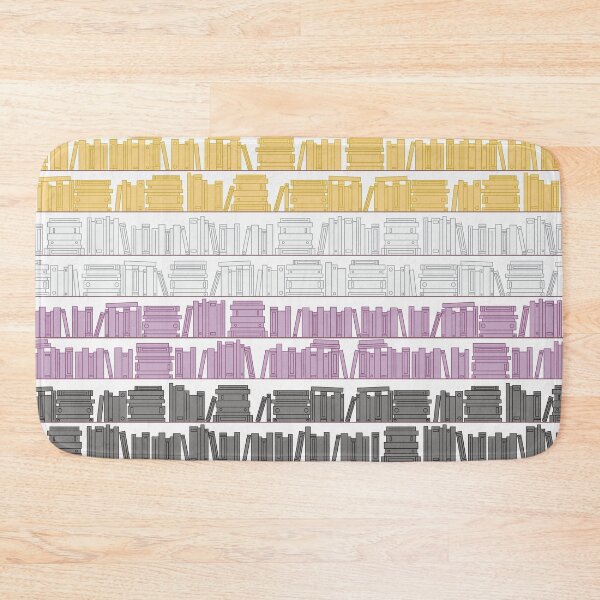 Item preview, Subtle Non Binary Pride Flag Yellow White Purple Black Bookshelves Pattern White Background designed and sold by winterpumpkin.