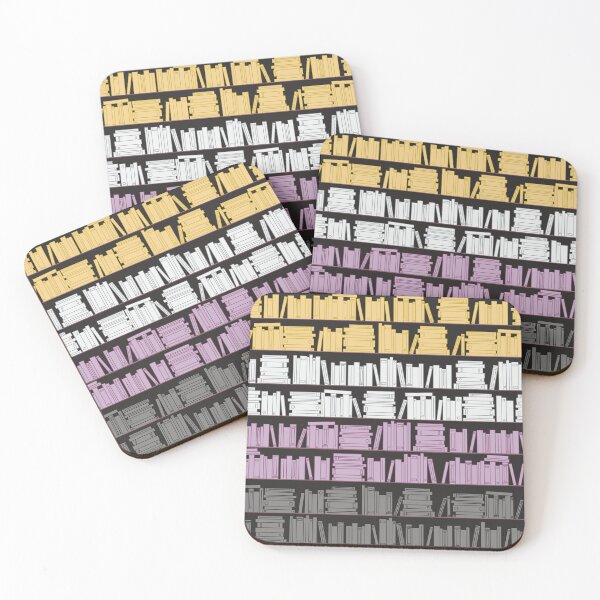 Item preview, Subtle Non Binary Pride Flag Yellow White Purple Black Bookshelves Pattern Black Background designed and sold by winterpumpkin.