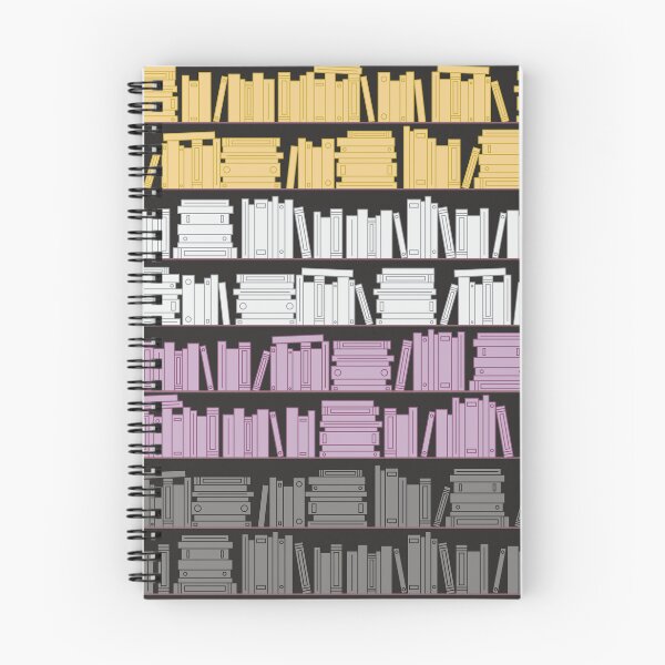 Item preview, Subtle Non Binary Pride Flag Yellow White Purple Black Bookshelves Pattern Black Background designed and sold by winterpumpkin.