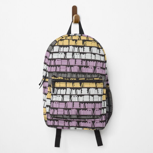 Item preview, Subtle Non Binary Pride Flag Yellow White Purple Black Bookshelves Pattern Black Background designed and sold by winterpumpkin.