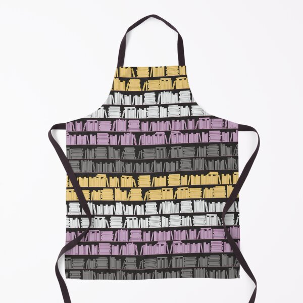 Item preview, Subtle Non Binary Pride Flag Yellow White Purple Black Bookshelves Pattern Black Background designed and sold by winterpumpkin.