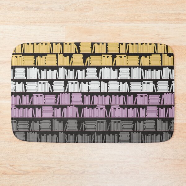 Item preview, Subtle Non Binary Pride Flag Yellow White Purple Black Bookshelves Pattern Black Background designed and sold by winterpumpkin.