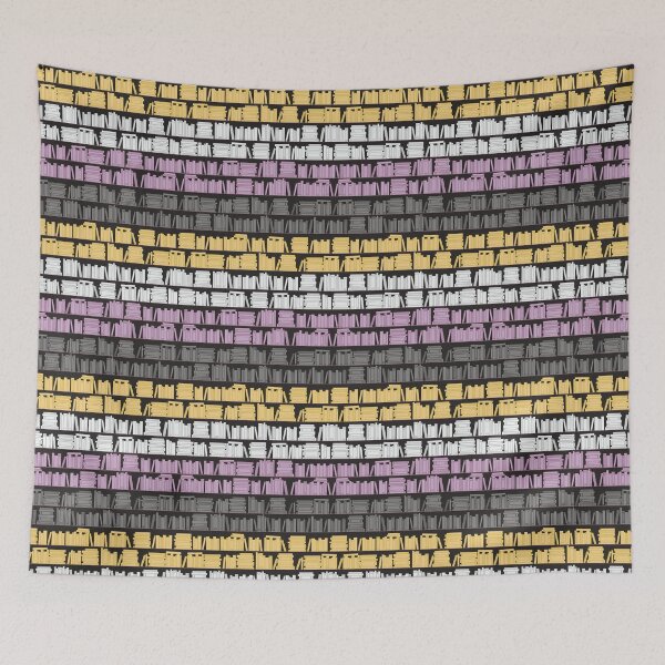 Item preview, Subtle Non Binary Pride Flag Yellow White Purple Black Bookshelves Pattern Black Background designed and sold by winterpumpkin.