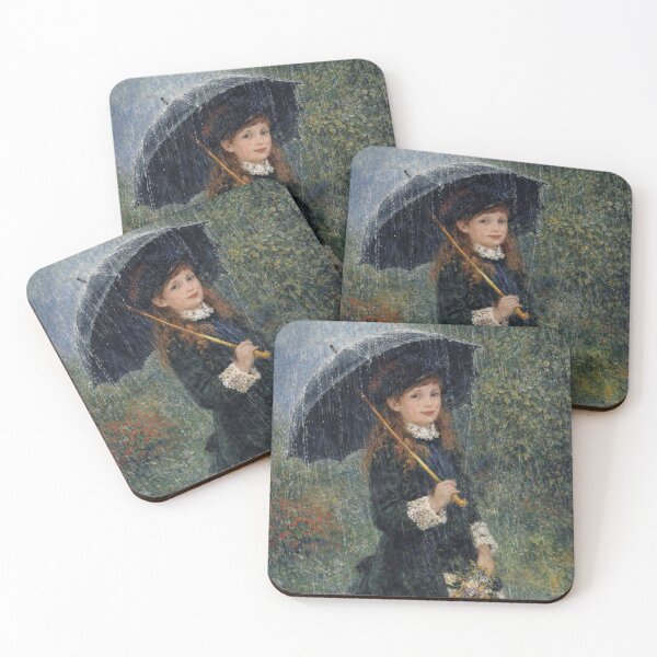 Item preview, Rainy Day Impressionist Painting Girl with Umbrella Vintage Art Lovers designed and sold by RickE.
