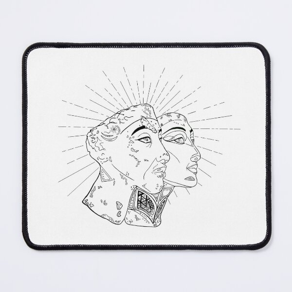 Item preview, Akhenaten & Nefertiti · Ancient Egypt Illustration · Pharaoh and Queen · Black and White Historical Art Print designed and sold by Atropa Parcae.