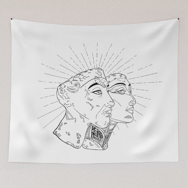 Item preview, Akhenaten & Nefertiti · Ancient Egypt Illustration · Pharaoh and Queen · Black and White Historical Art Print designed and sold by Atropa Parcae.