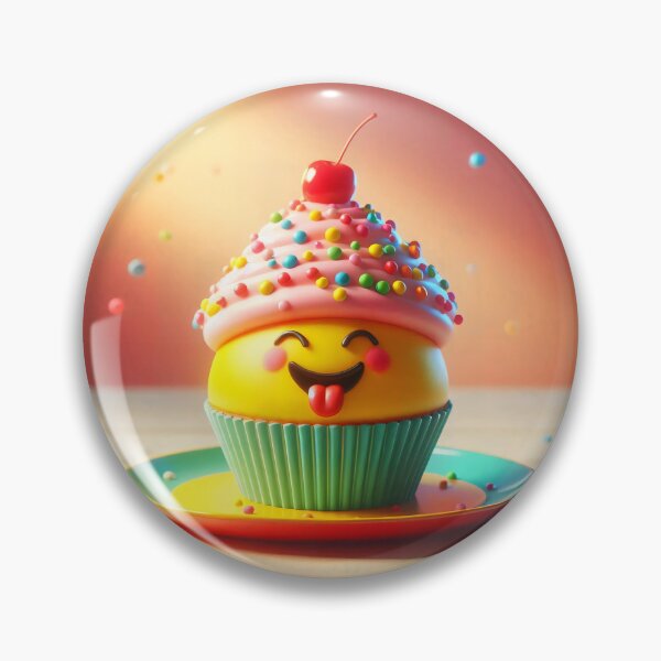 Item preview, Funny Smiling Cupcake Kawaii Dessert Treat designed and sold by AI-Only Creations.