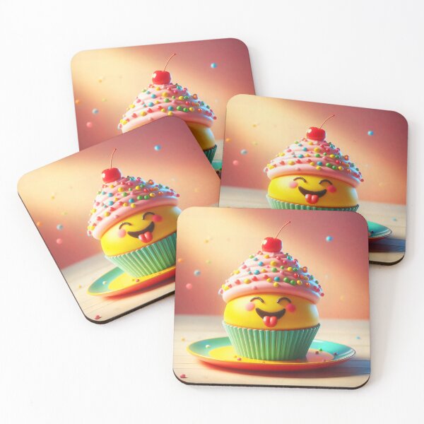 Item preview, Funny Smiling Cupcake Kawaii Dessert Treat designed and sold by AI-Only Creations.