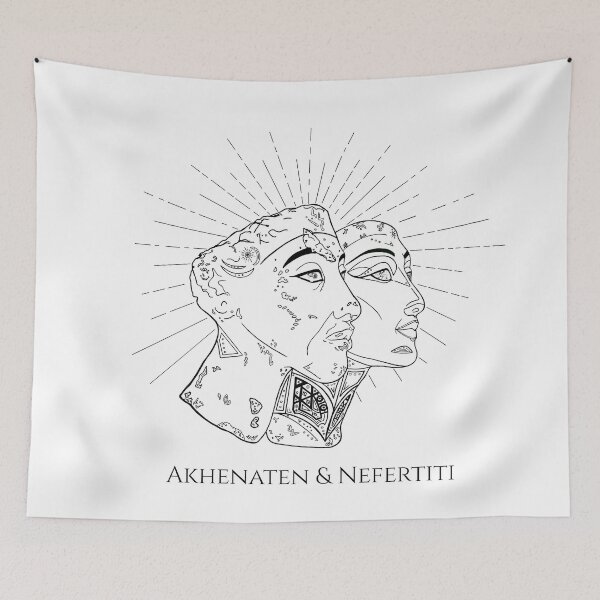 Item preview, Copy of Akhenaten & Nefertiti · Ancient Egypt Illustration · Pharaoh and Queen · Black and White Historical Art Print - Calligraphy designed and sold by Atropa Parcae.