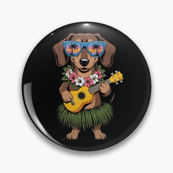 Item preview, Dachshund Playing Ukulele in Hula Skirt designed and sold by jkrphoto.
