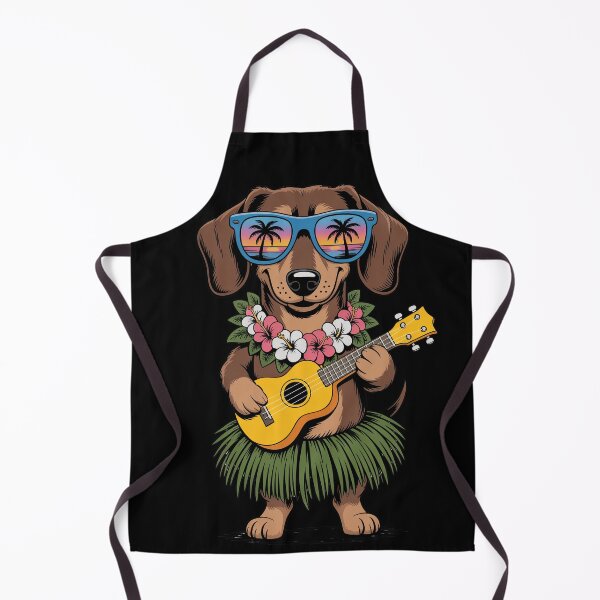 Item preview, Dachshund Playing Ukulele in Hula Skirt designed and sold by jkrphoto.
