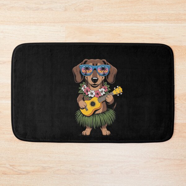 Item preview, Dachshund Playing Ukulele in Hula Skirt designed and sold by jkrphoto.