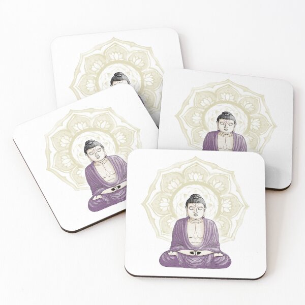 Item preview, Buddha Padma Watercolor - Fawn Coal Plum - Gold Halo designed and sold by Irene Estelle.