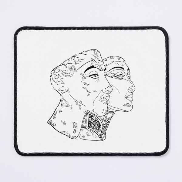 Item preview, Copy of Akhenaten & Nefertiti · Ancient Egypt Illustration · Pharaoh and Queen · Black and White Historical Art Print designed and sold by Atropa Parcae.