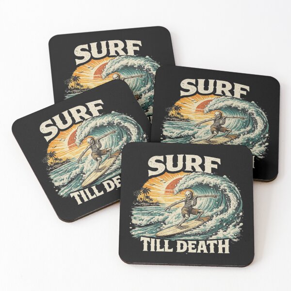 Item preview, Surf Till Death – Skeleton Surfing Vintage Sunset Wave Surfer Graphic designed and sold by HubCreates.