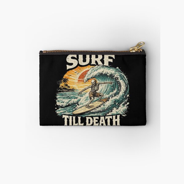 Item preview, Surf Till Death – Skeleton Surfing Vintage Sunset Wave Surfer Graphic designed and sold by HubCreates.