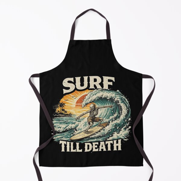Item preview, Surf Till Death – Skeleton Surfing Vintage Sunset Wave Surfer Graphic designed and sold by HubCreates.