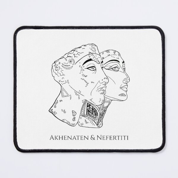Item preview, Akhenaten & Nefertiti · Ancient Egypt Illustration · Pharaoh and Queen · Black and White Historical Art Print - Calligraphy designed and sold by Atropa Parcae.