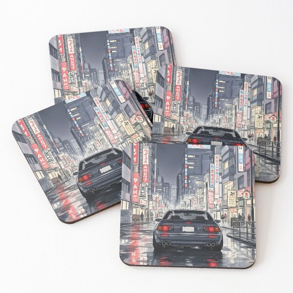 Item preview, Mazda RX-7 FC JDM Night Drive – Japanese City Street Car Art designed and sold by Motorline44.