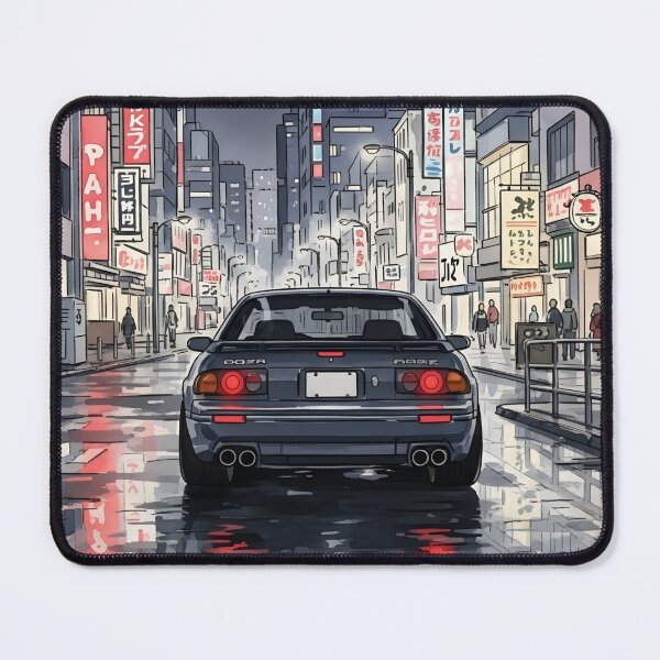 Item preview, Mazda RX-7 FC JDM Night Drive – Japanese City Street Car Art designed and sold by Motorline44.