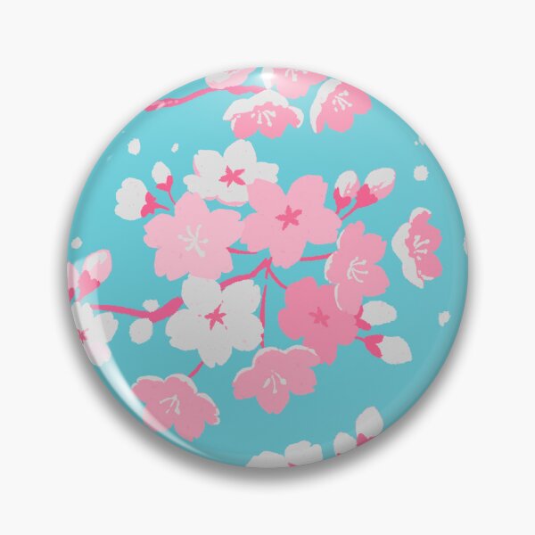 Artikelvorschau, Niedliches rosa Kirschblütenmuster auf türkisfarbenem Hintergrund. Florale Ästhetik mit Kirschblütenmotiv. entworfen und verkauft von AnGoArt.