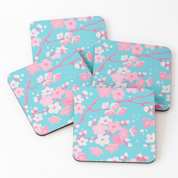 Item preview, Cute Pink Sakura Pattern on a Turquoise background. Cherry Blossom Floral Aesthetic designed and sold by AnGoArt.