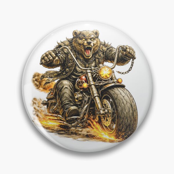 Item preview, Brutal Bear Biker on Custom Chopper – Hand Drawn Colored Pencil Sticker Illustration designed and sold by Felixuss.
