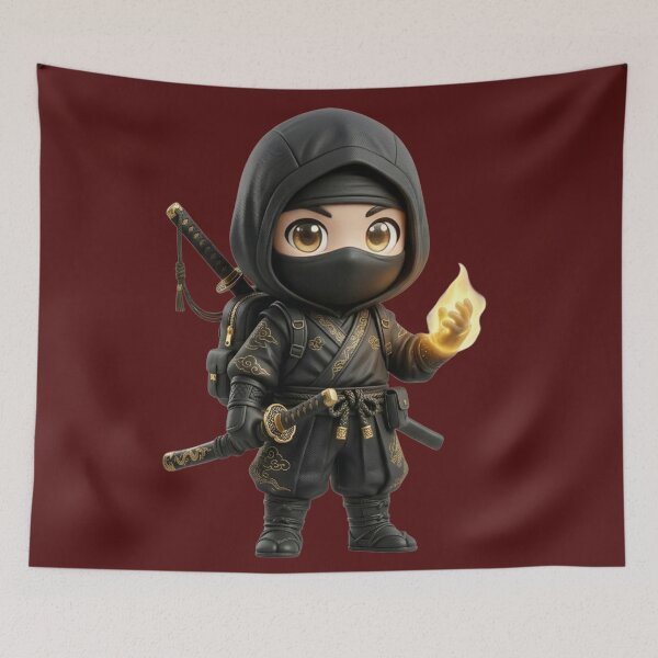Item preview, Cute Chibi Shadow Ninja Fire Magic designed and sold by VantagePrints.