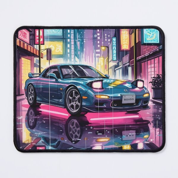 Item preview, Mazda RX-7 FD Cyberpunk Neon Night JDM Japanese Street Car Art designed and sold by Motorline44.