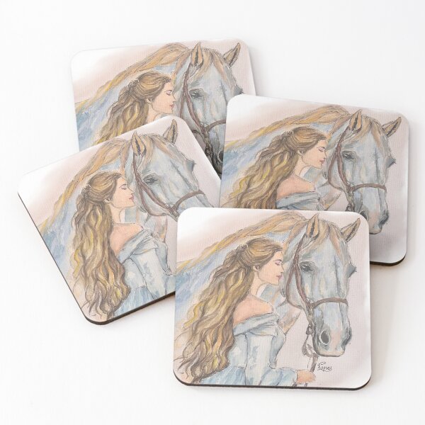 Item preview, Spirit Horse – Woman and Horse Bond Watercolor Illustration designed and sold by hopenoli_art.