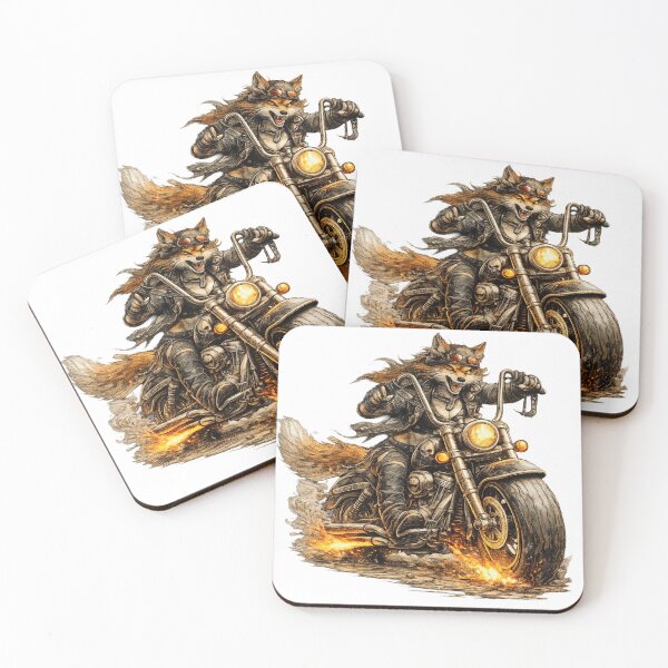 Item preview, Fierce Fox Biker on Custom Chopper – Hand Drawn Colored Pencil Sticker Illustration designed and sold by Felixuss.