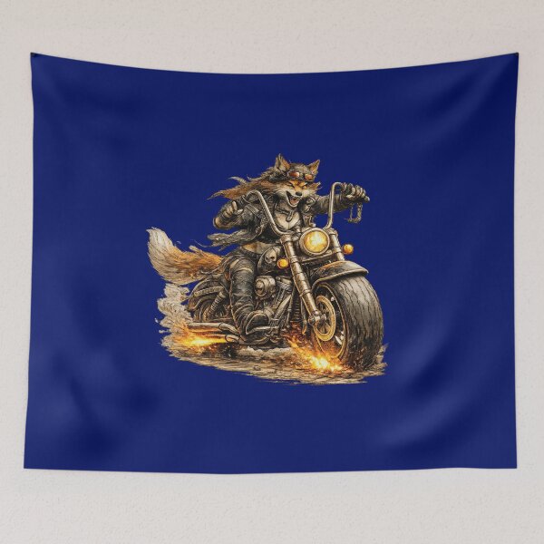 Item preview, Fierce Fox Biker on Custom Chopper – Hand Drawn Colored Pencil Sticker Illustration designed and sold by Felixuss.
