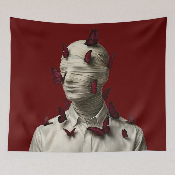 Item preview, Surreal Bandaged Man With Red Butterflies designed and sold by VantagePrints.