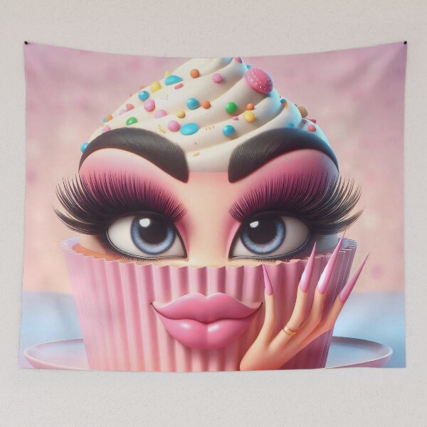 Item preview, Flirty Glam Cupcake With Makeup Style designed and sold by AI-Only Creations.