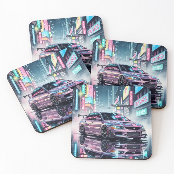Item preview, Mitsubishi Lancer Evolution IX Cyberpunk Neon City JDM Street Racing Car Art designed and sold by Motorline44.