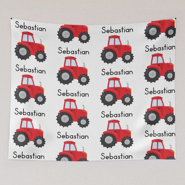 Item preview, Sebastian Personalized Red Tractor designed and sold by lifeintoart.