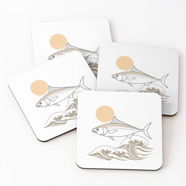 Item preview, Tuna Fish and Ocean Waves – Coastal Marine Life Illustration designed and sold by Sparkofart07.