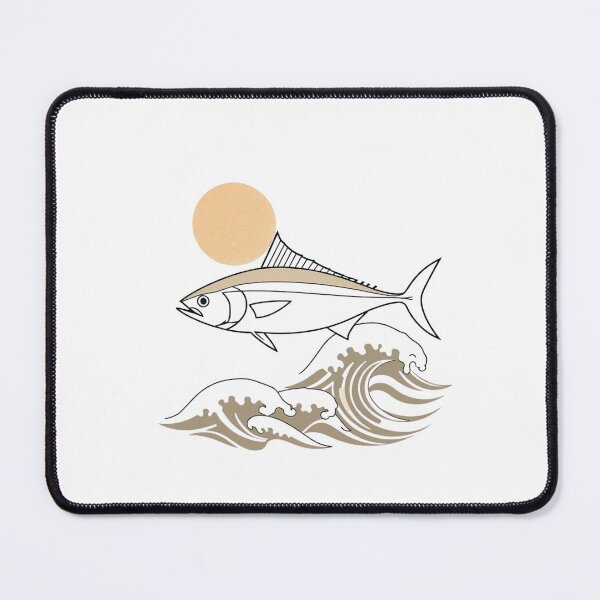 Item preview, Tuna Fish and Ocean Waves – Coastal Marine Life Illustration designed and sold by Sparkofart07.