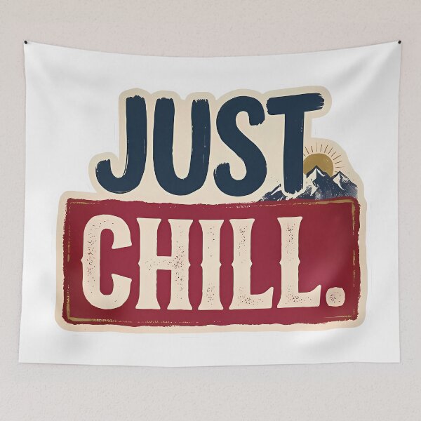 Item preview, Pegatina "Just Chill" — Diseño vintage de montaña y sol designed and sold by LoomisDreams.