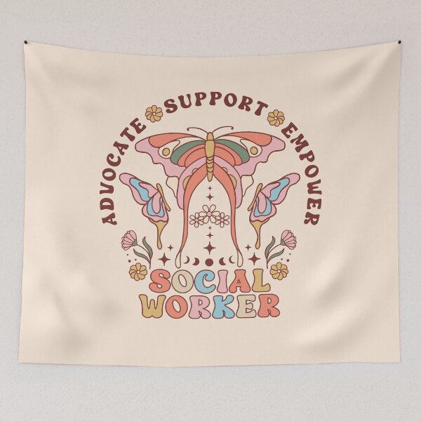 Item preview, Social Worker Retro Butterfly designed and sold by EmeraldSunInspo.