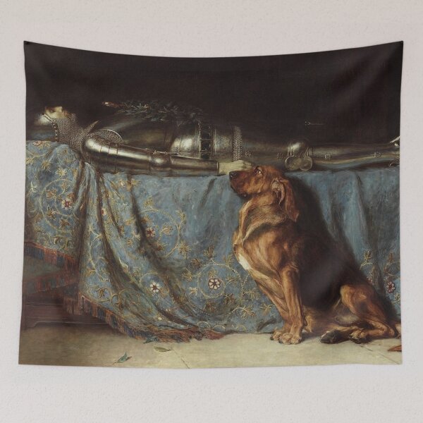 Item preview, Victorian Painting Loyal Dog Mourning Knight Vintage Art Lovers designed and sold by RickE.
