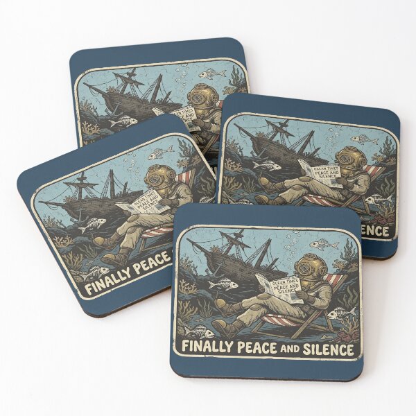 Item preview, Vintage Deep Sea Diver Finally Peace Silence Art designed and sold by VantagePrints.