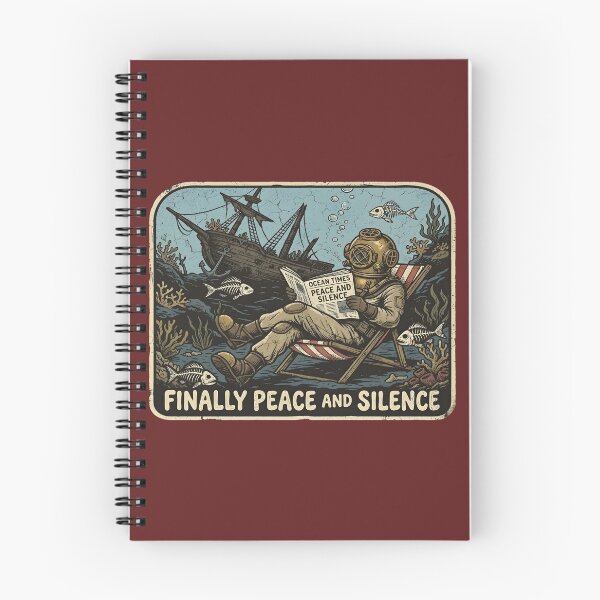 Item preview, Vintage Deep Sea Diver Finally Peace Silence Art designed and sold by VantagePrints.