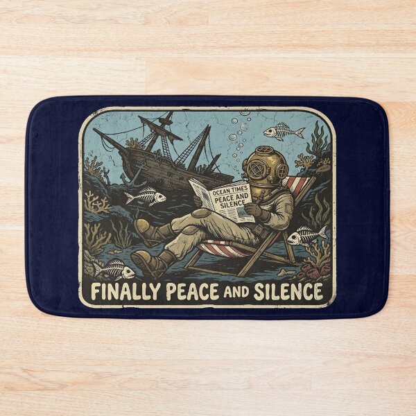 Item preview, Vintage Deep Sea Diver Finally Peace Silence Art designed and sold by VantagePrints.