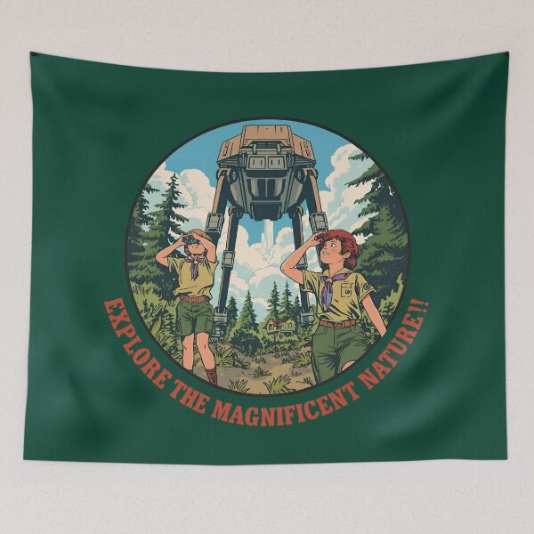 Item preview, Retro Scout Kids Explore Magnificent Nature Sci-Fi Art designed and sold by VantagePrints.