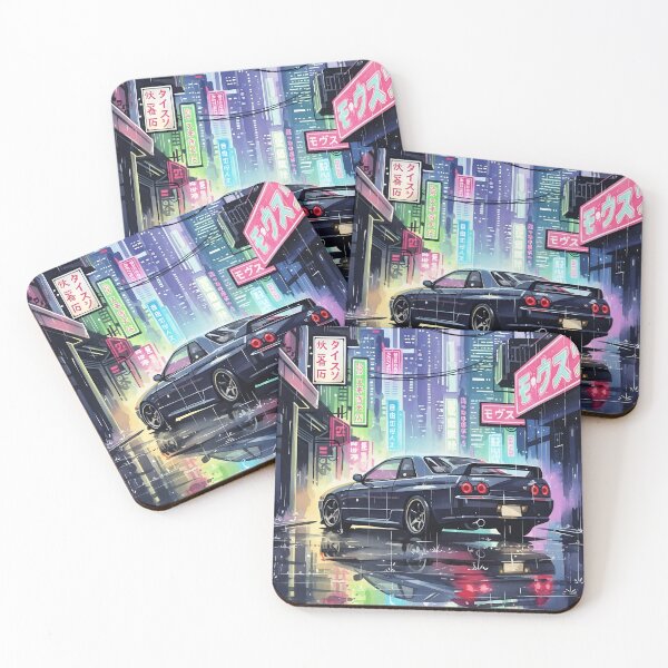 Item preview, Nissan Skyline R32 GT-R Neon Night JDM Japanese Street Car Art designed and sold by Motorline44.