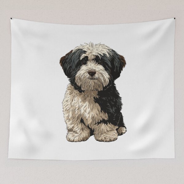 Item preview, Black and White Lhasa Apso Dog Illustration designed and sold by whyitsme.