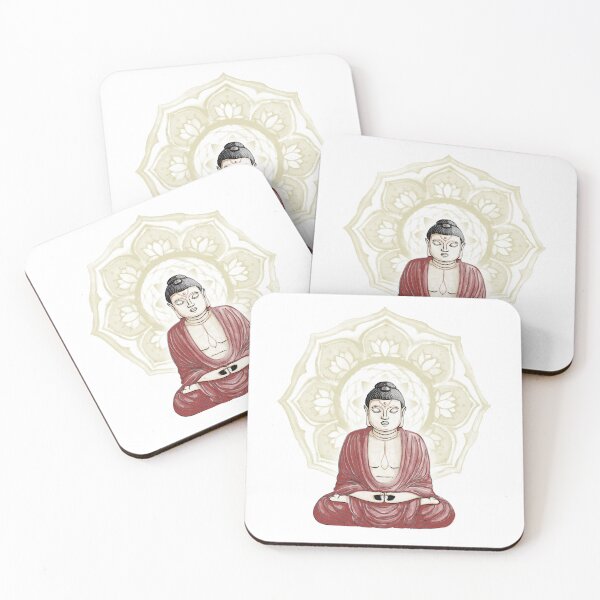 Item preview, Buddha Padma Watercolor - Fawn Coal Ruby - Gold Halo designed and sold by Irene Estelle.
