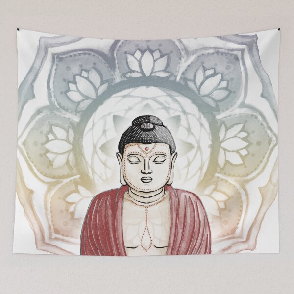 Item preview, Buddha Padma Watercolor - Fawn Coal Ruby - Rainbow Sunset Halo designed and sold by Irene Estelle.